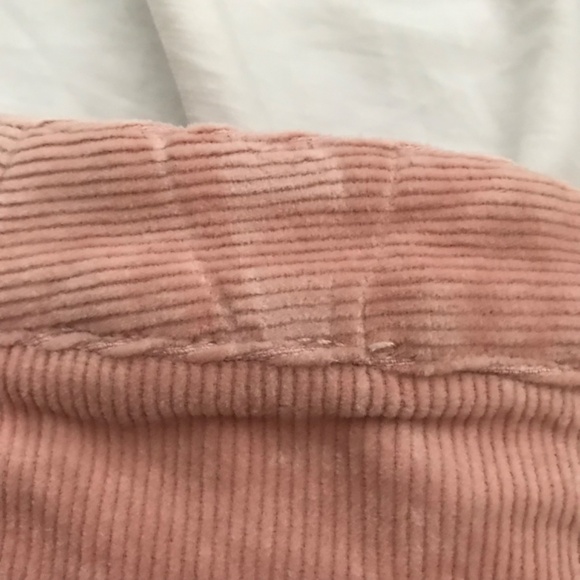 FOREVER 21 Cotton Corduroy Mini Skirt L Pink Front Lace Tie Up - Picture 5 of 5